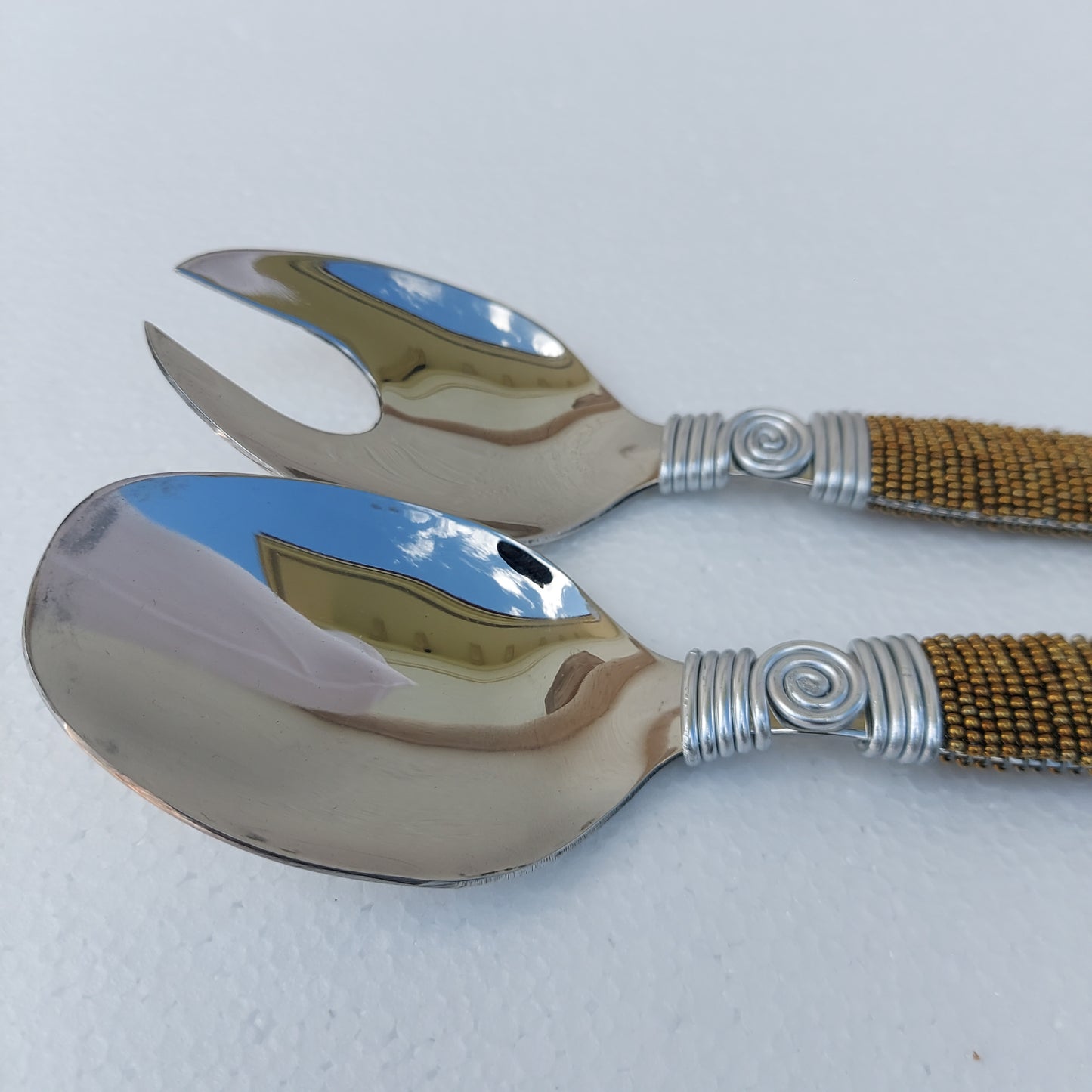 2 Beaded Salad Serving Spoons