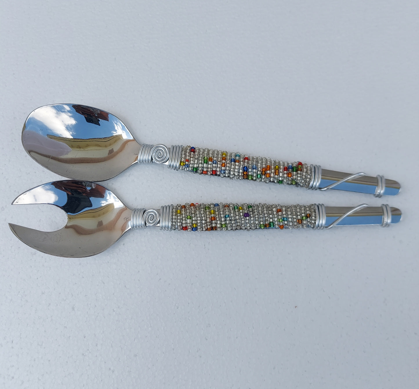 2 Beaded Salad Serving Spoons