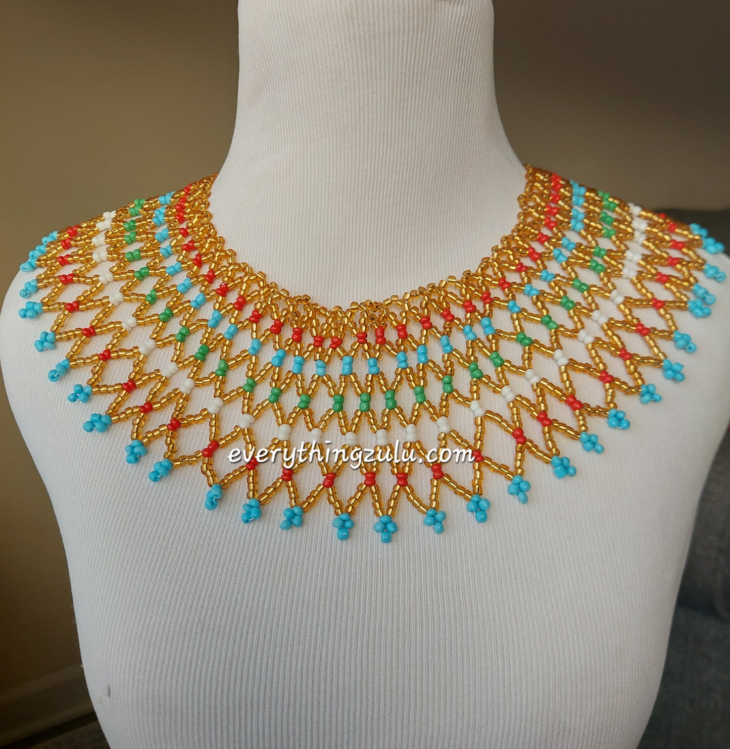 Beaded Bib Zulu Necklace. Women's jewelry