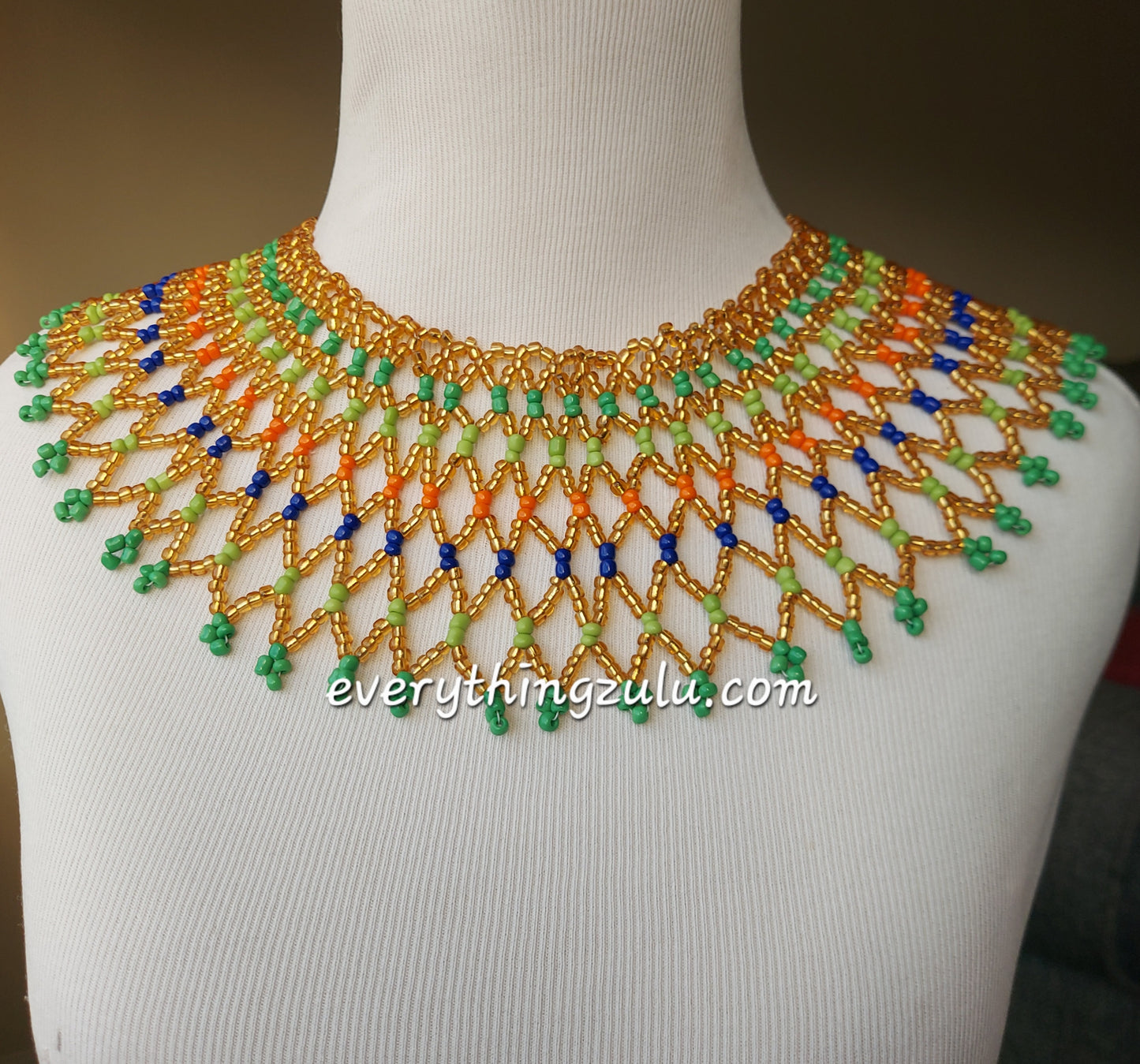 Beaded Bib Zulu Necklace. Women's jewelry