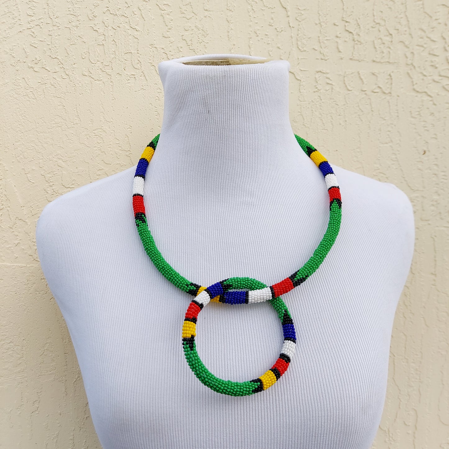 Beaded Straw Necklace/headband and bangle. Women's jewelry
