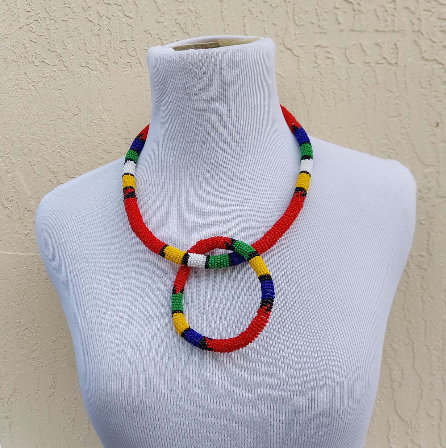 Beaded Straw Necklace/headband and bangle. Women's jewelry