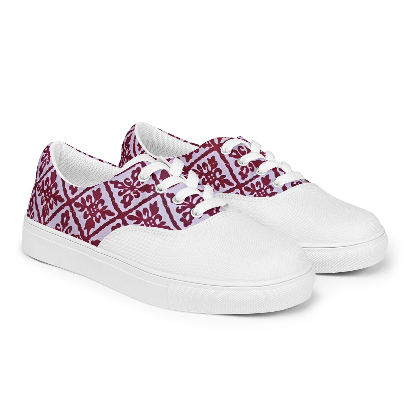 Ancestral Maroon Njeti Men’s lace-up canvas shoes