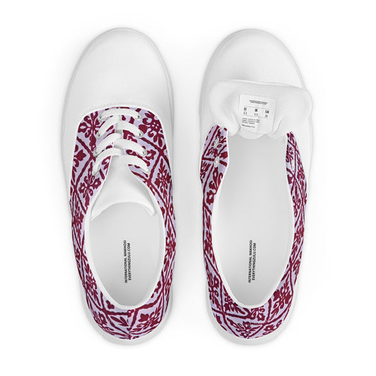 Ancestral Maroon Njeti Women’s lace-up canvas shoes