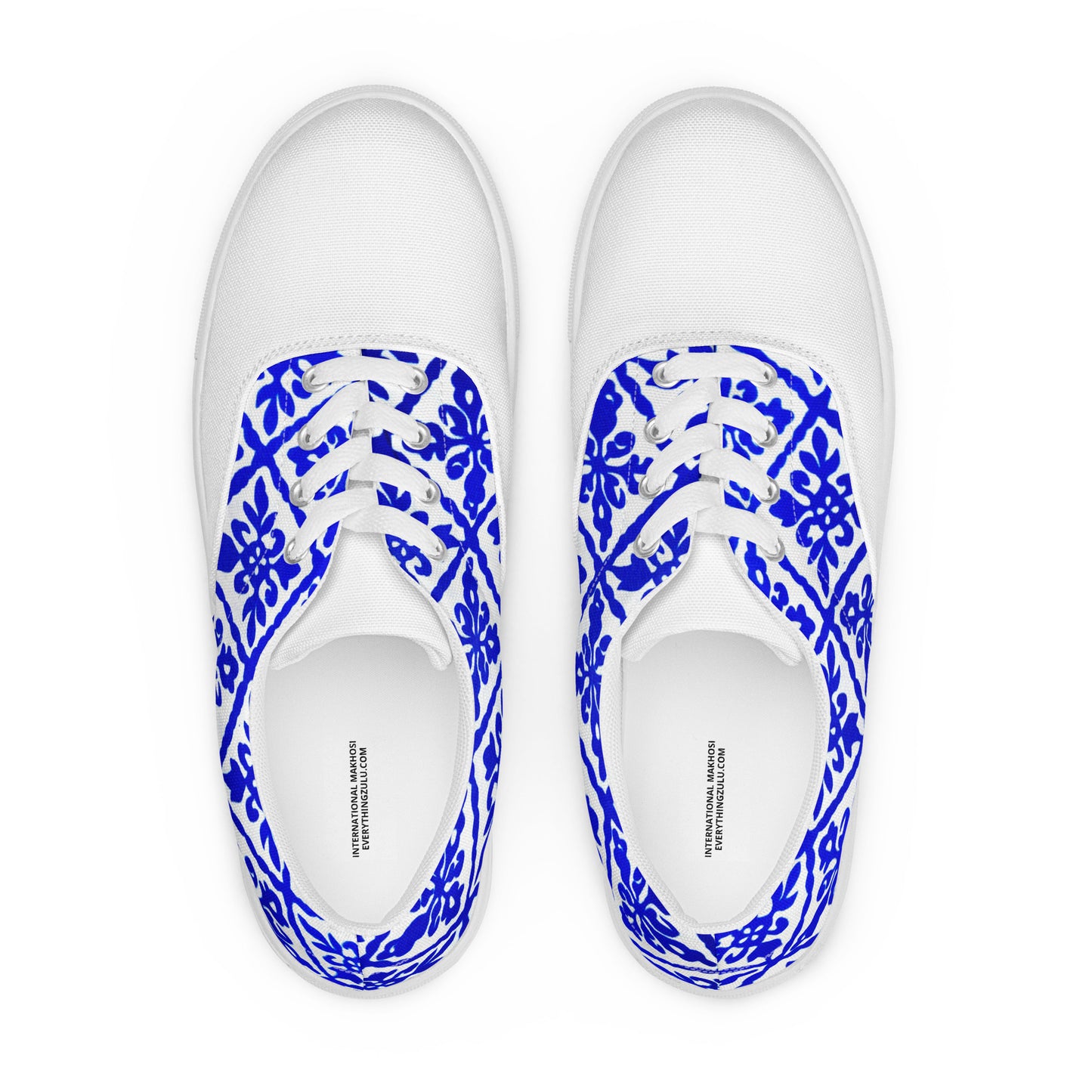 Ancestral Blue Njeti Women’s lace-up canvas shoes