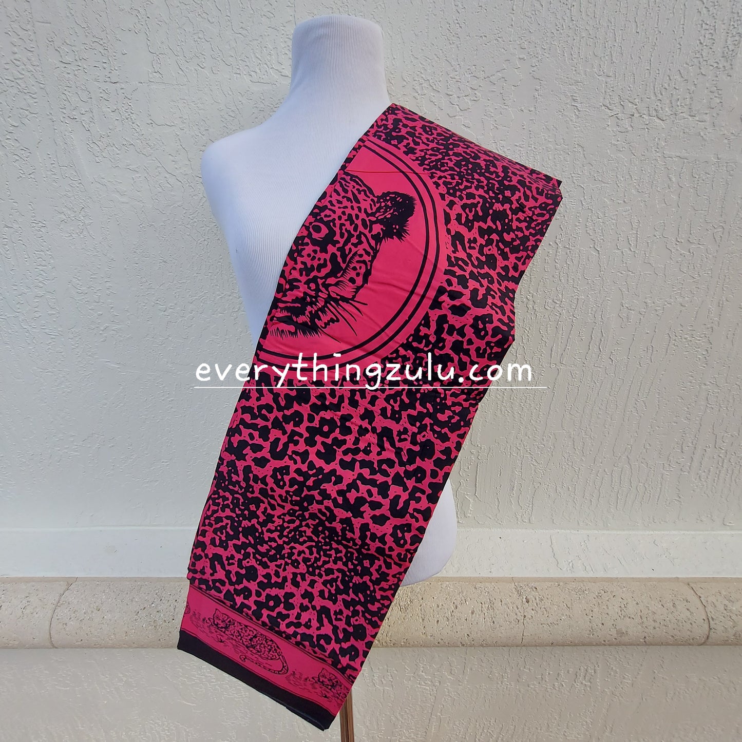 Pink Leopard Ibhayi lamadlozi. Ancestral fabric