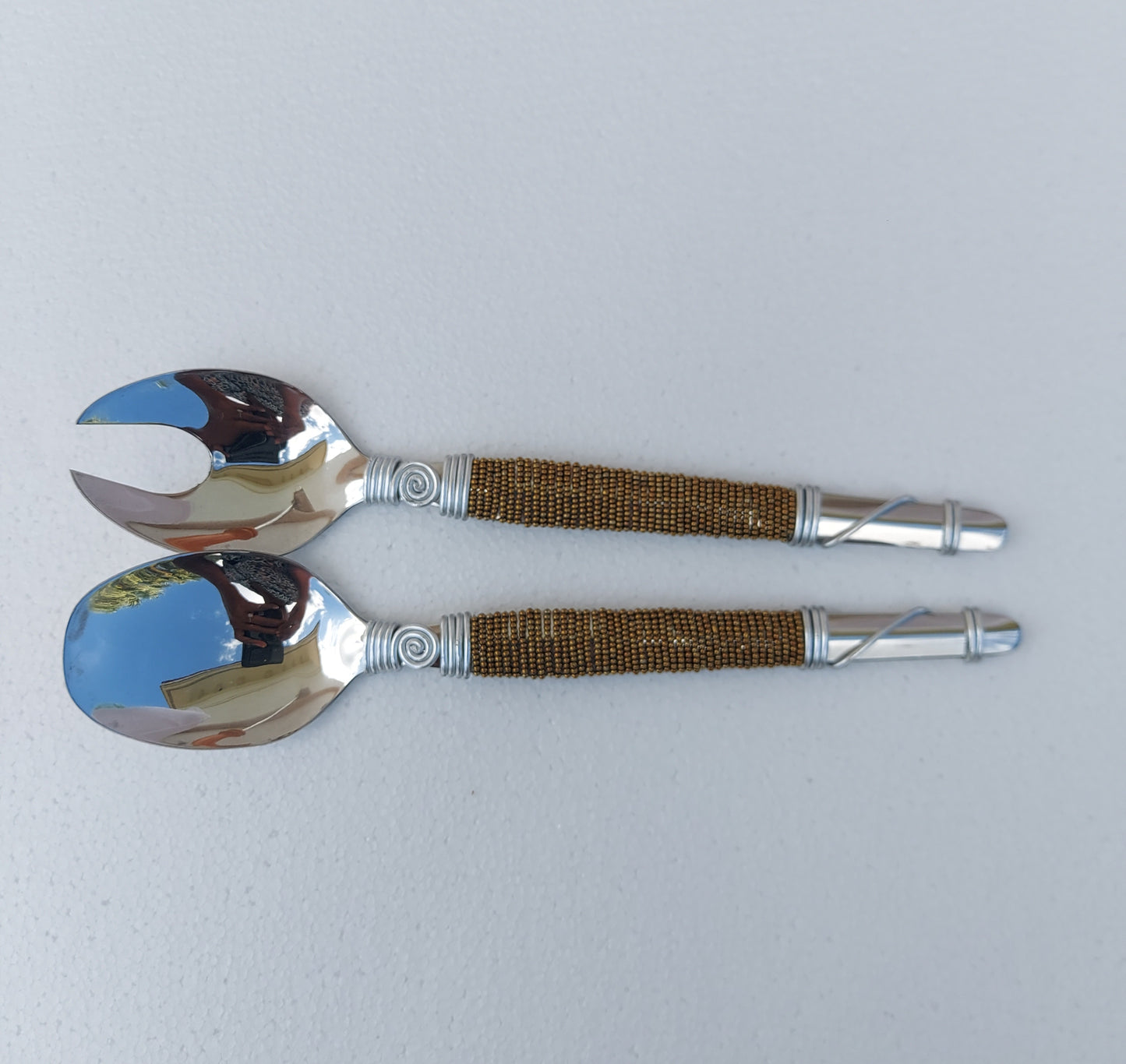 2 Beaded Salad Serving Spoons