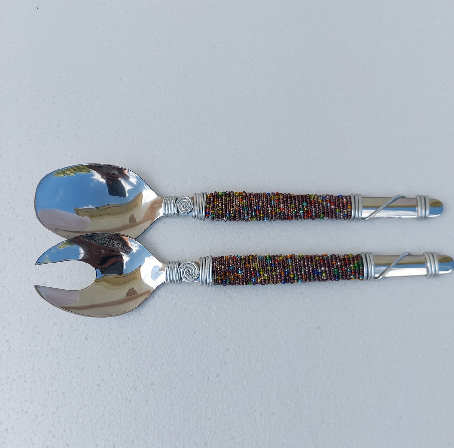 2 Beaded Salad Serving Spoons