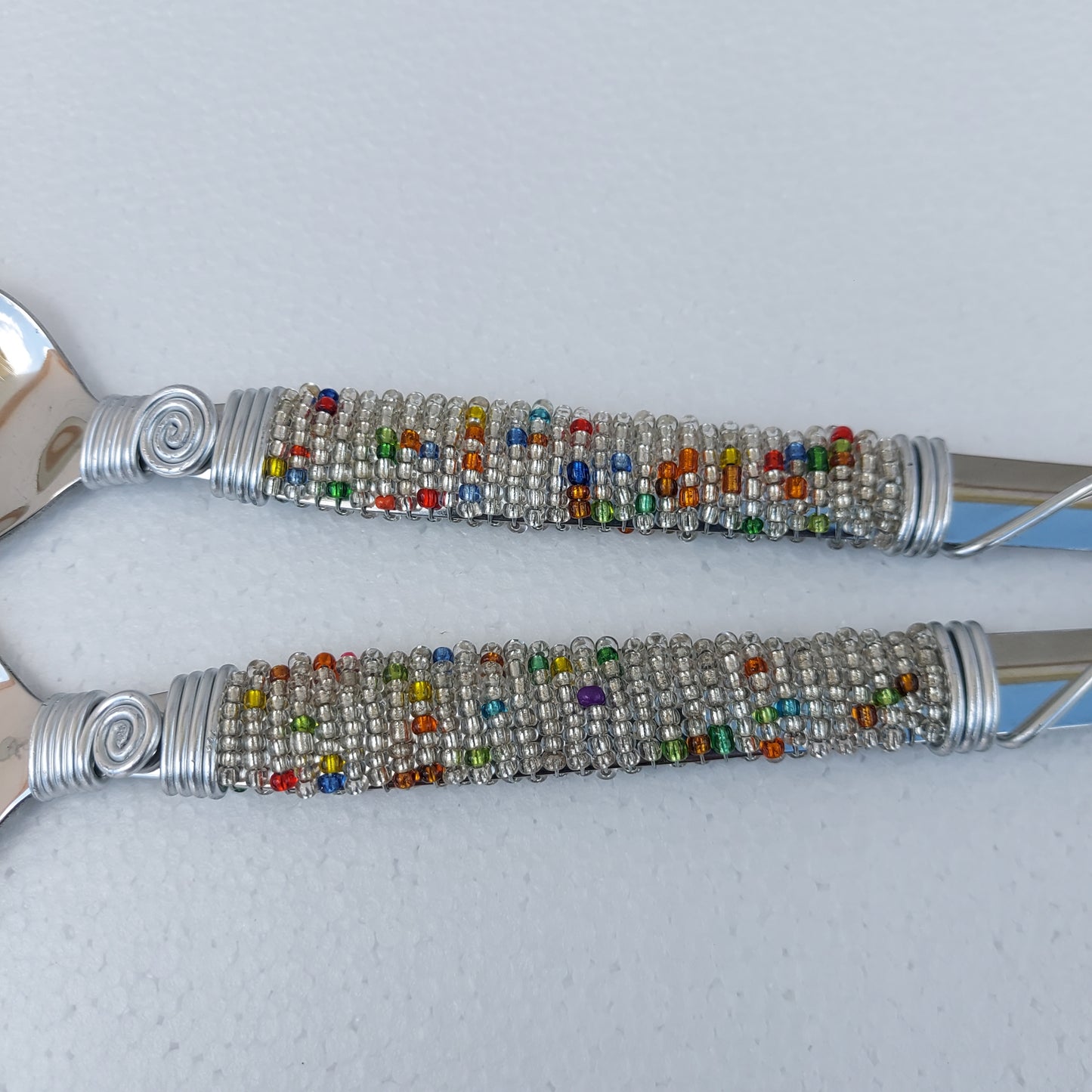 2 Beaded Salad Serving Spoons