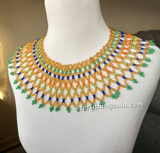Beaded  Bib Zulu Necklace.  Women's jewelry