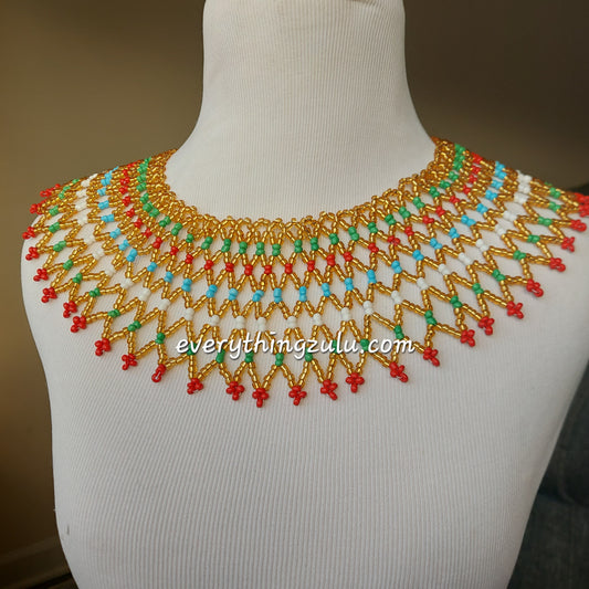 Beaded  Bib Zulu Necklace.  Women's jewelry