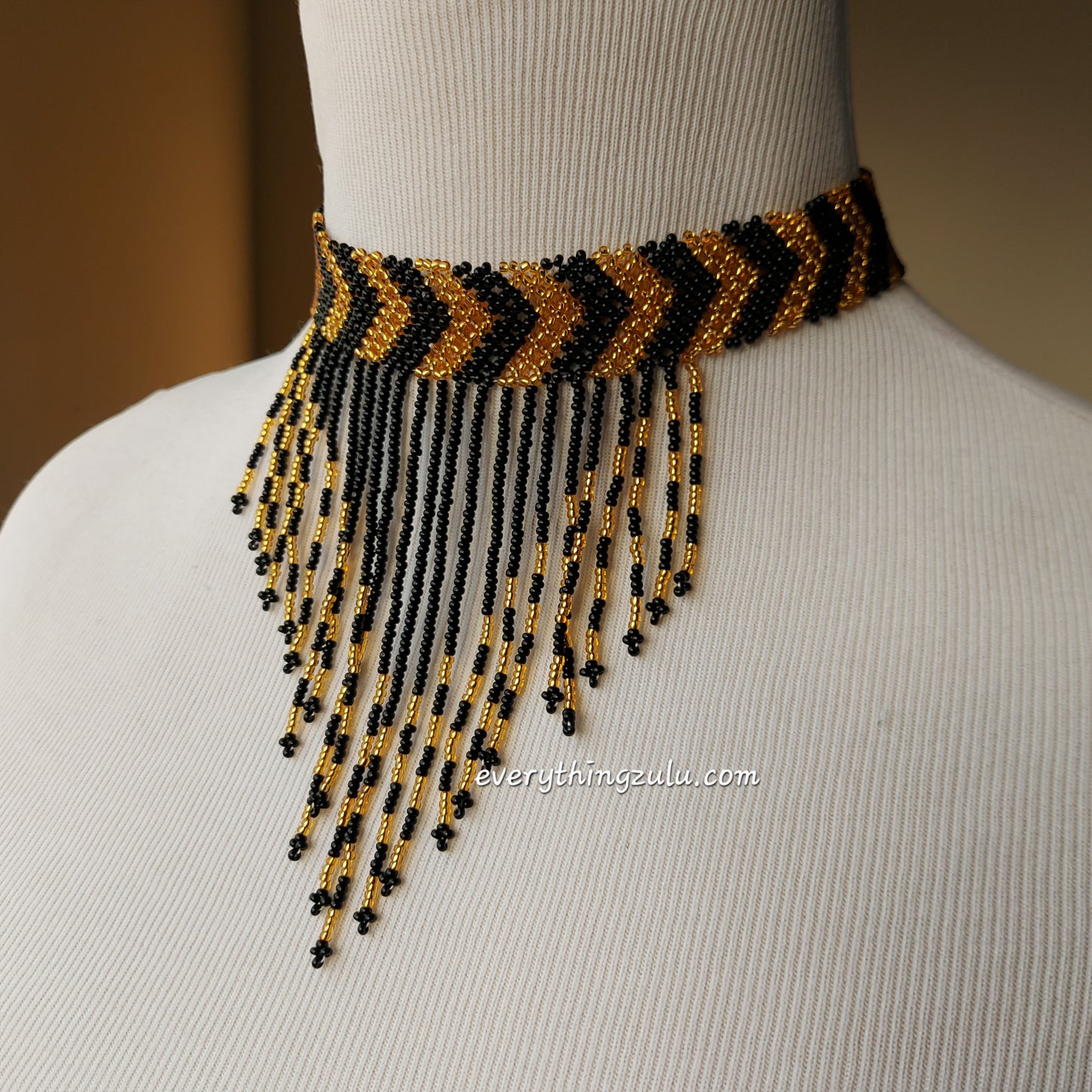 Gold and black tassel necklace/choker