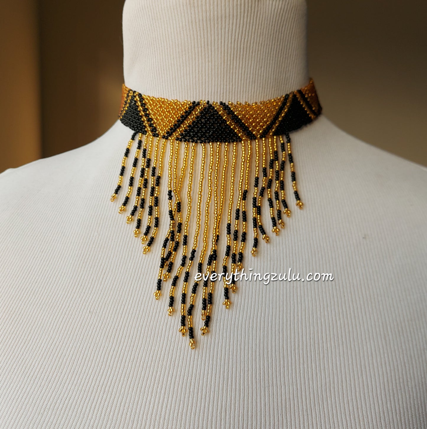 Gold and black tassel necklace/choker