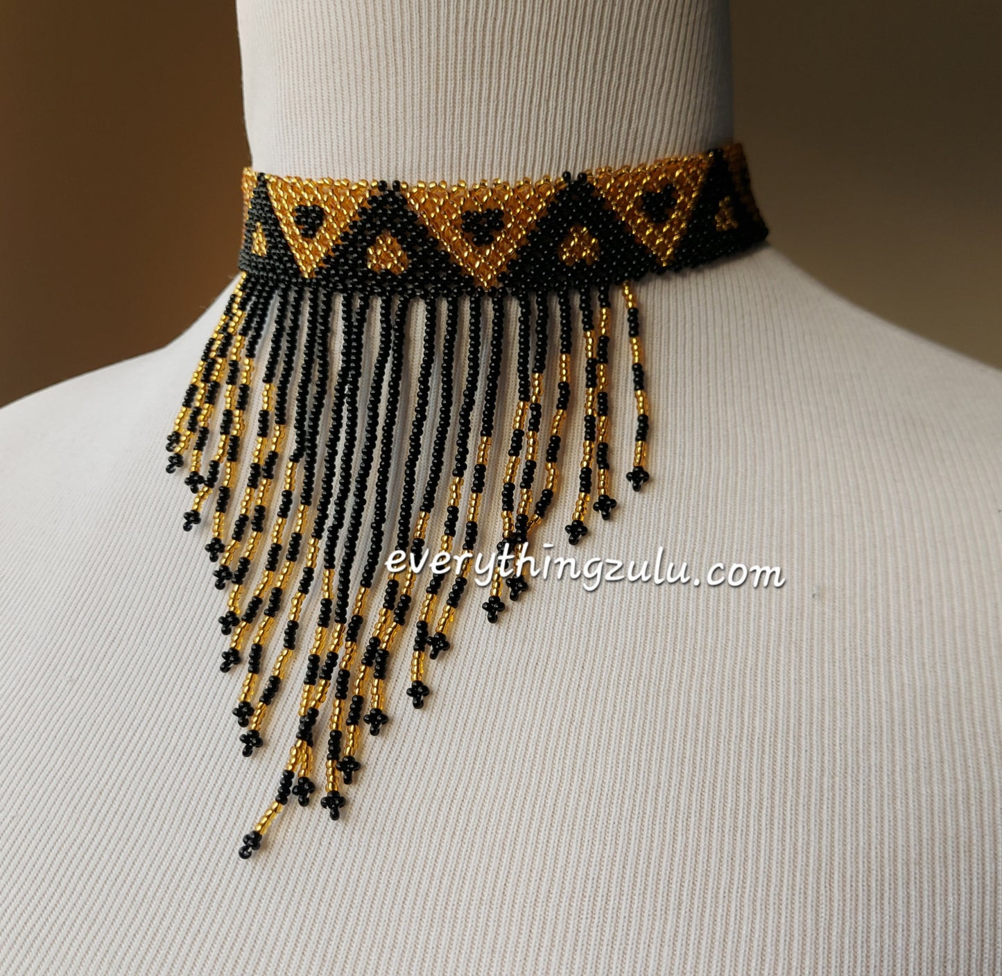 Gold and black tassel necklace/choker