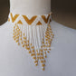 Gold and white Tassel necklace/choker