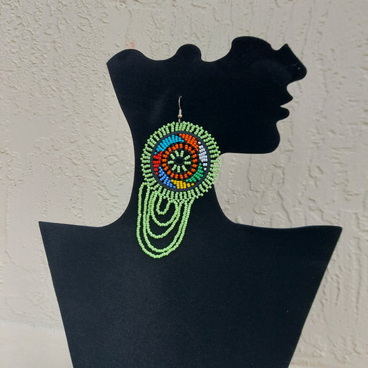Light green Beaded Zulu Earrings