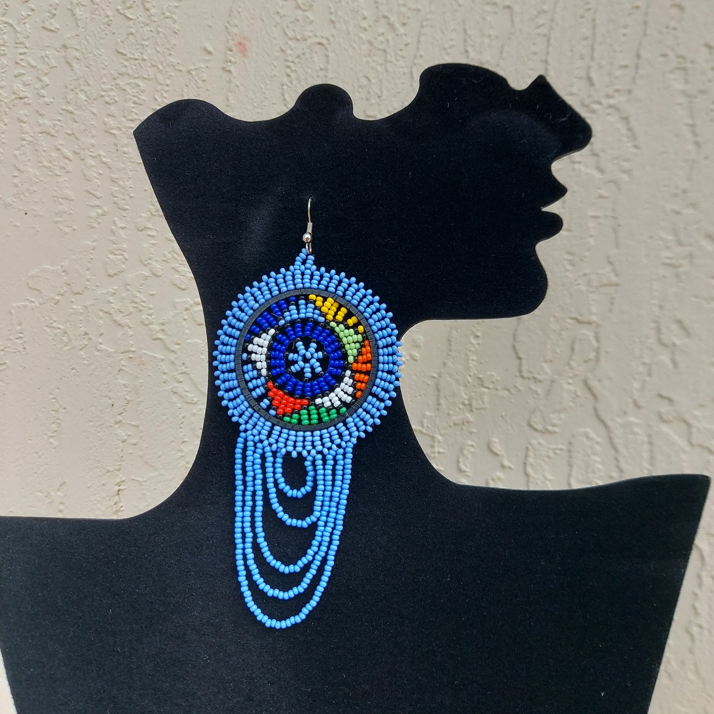 Light Blue Beaded Zulu Earrings