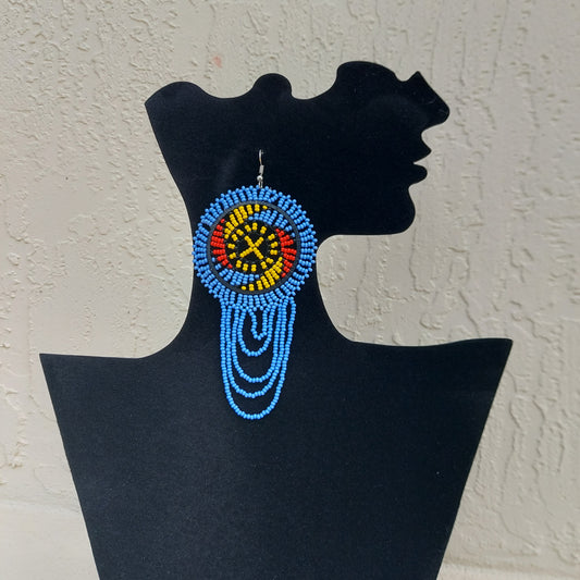 Light Blue Beaded Zulu Earrings