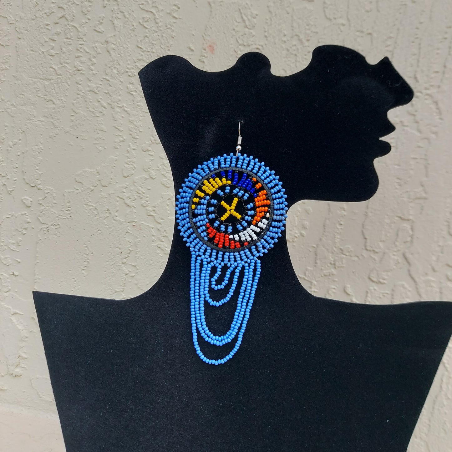 Light Blue Beaded Zulu Earrings