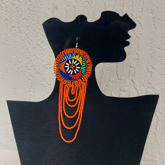 Orange Beaded Zulu Earrings
