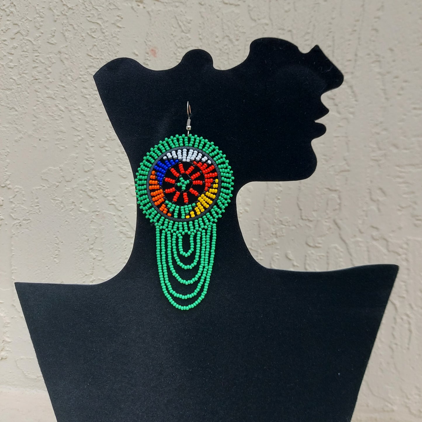 Green Beaded Zulu Earrings