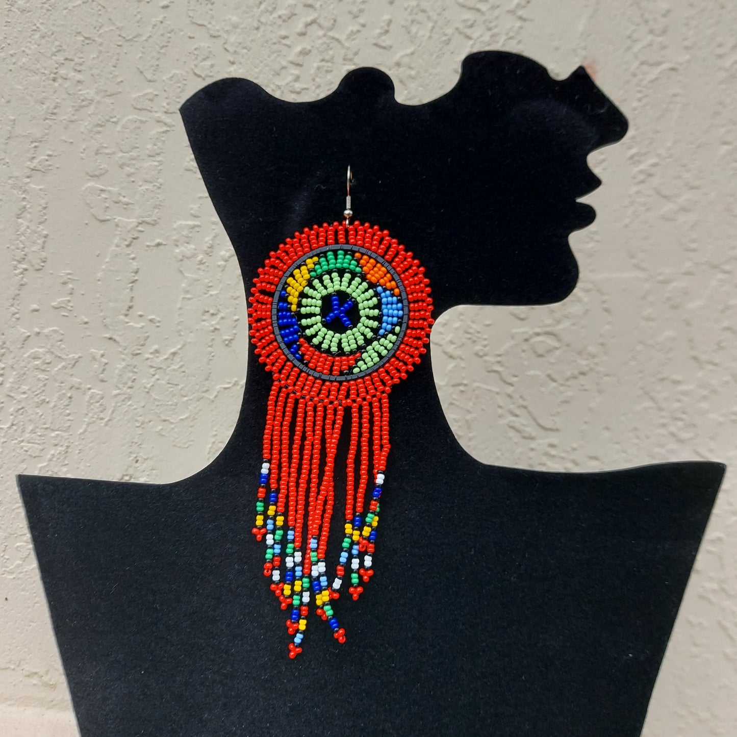 Red beaded tassel Zulu Earrings