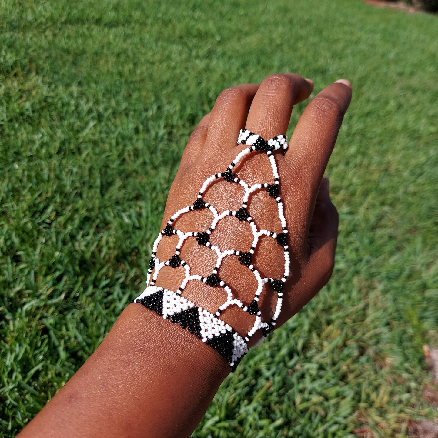 Black and white Beaded Glove