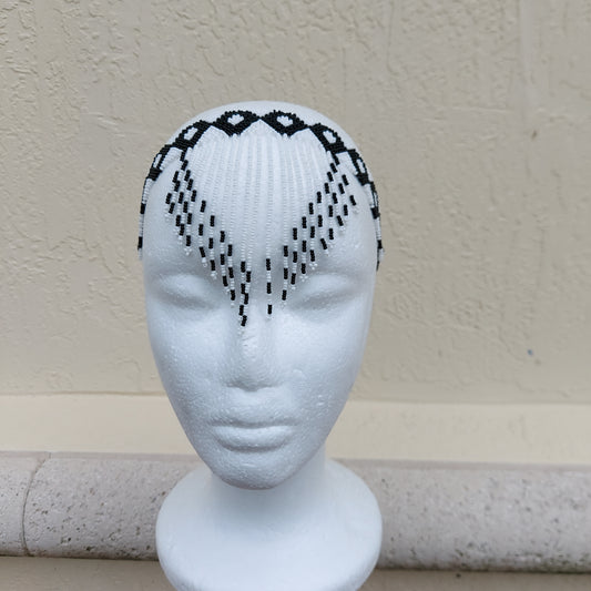 Black and white tassel Headband/choker