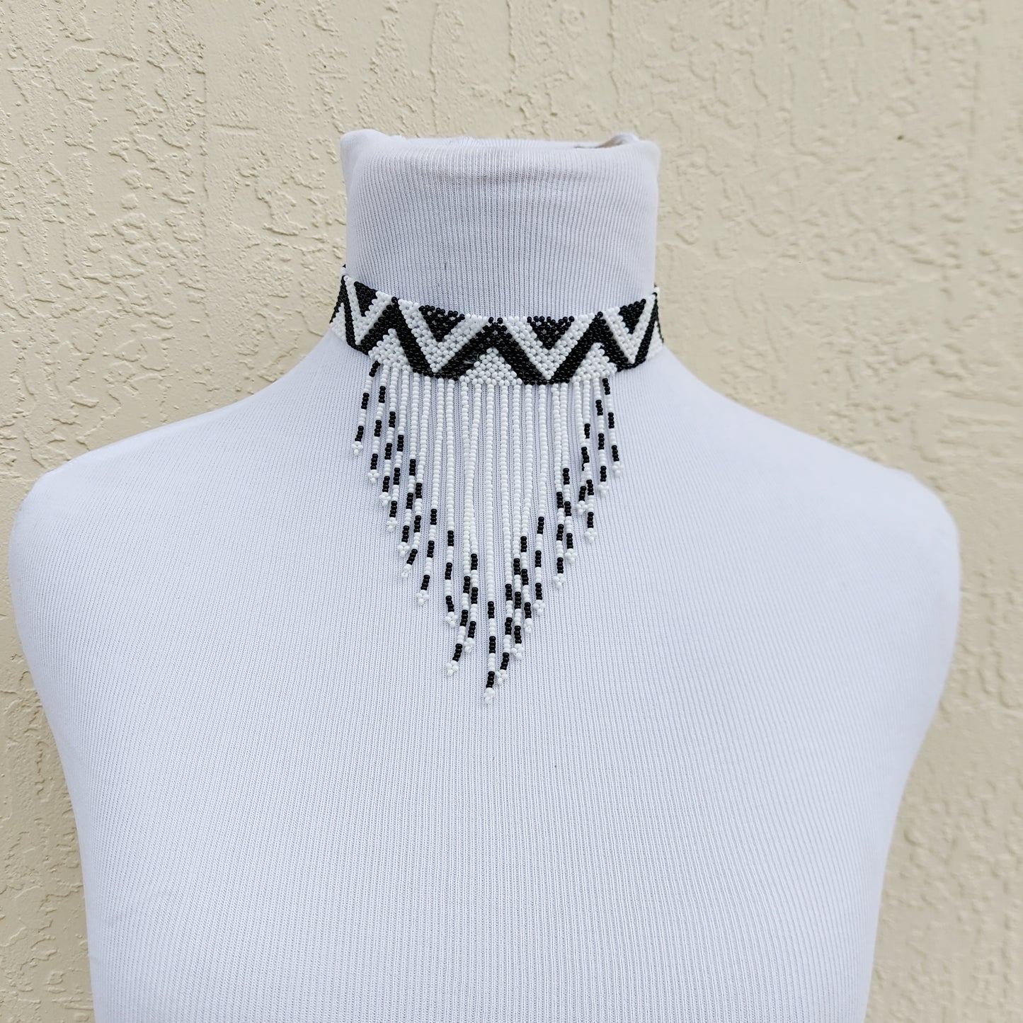 Black and white tassel Headband/choker