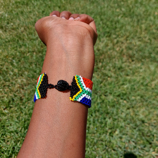 Beaded unisex South African Flag bracelet