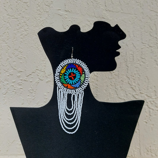 White beaded Zulu Earrings.