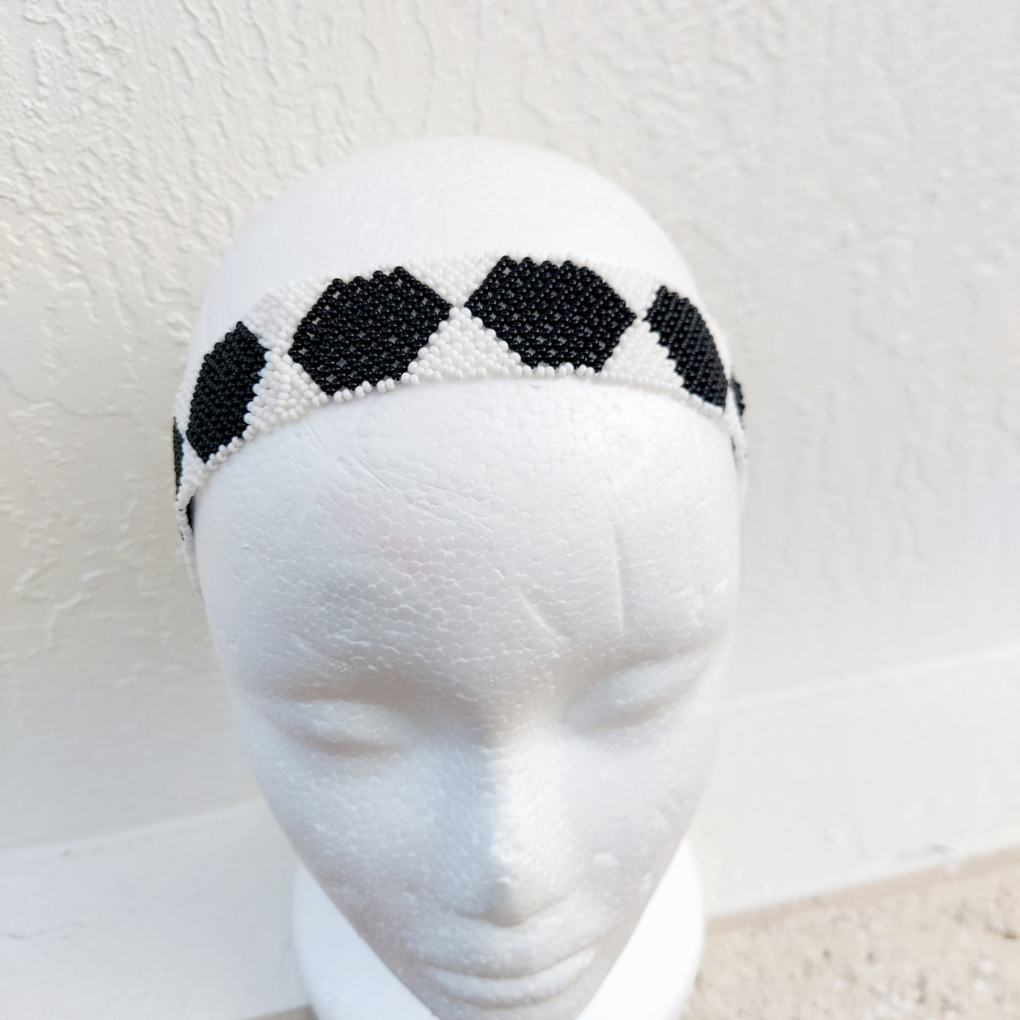 Black and white beaded headband