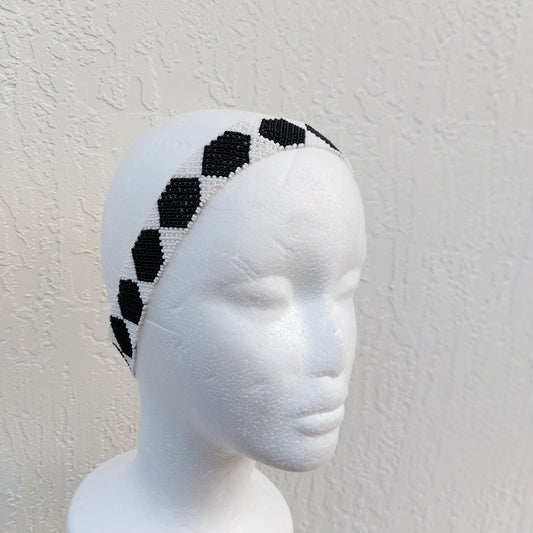 Black and white beaded headband