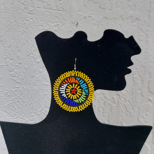 Yellow Beaded Zulu Earrings