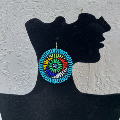 Teal Beaded Zulu Earrings