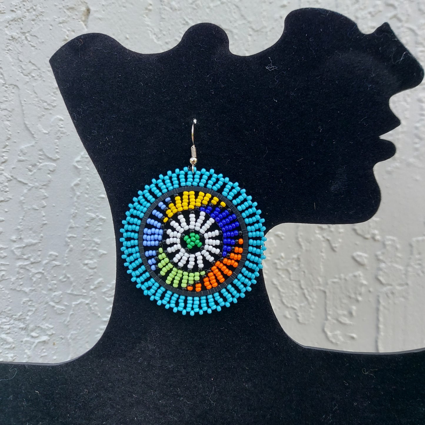 Teal Beaded Zulu Earrings