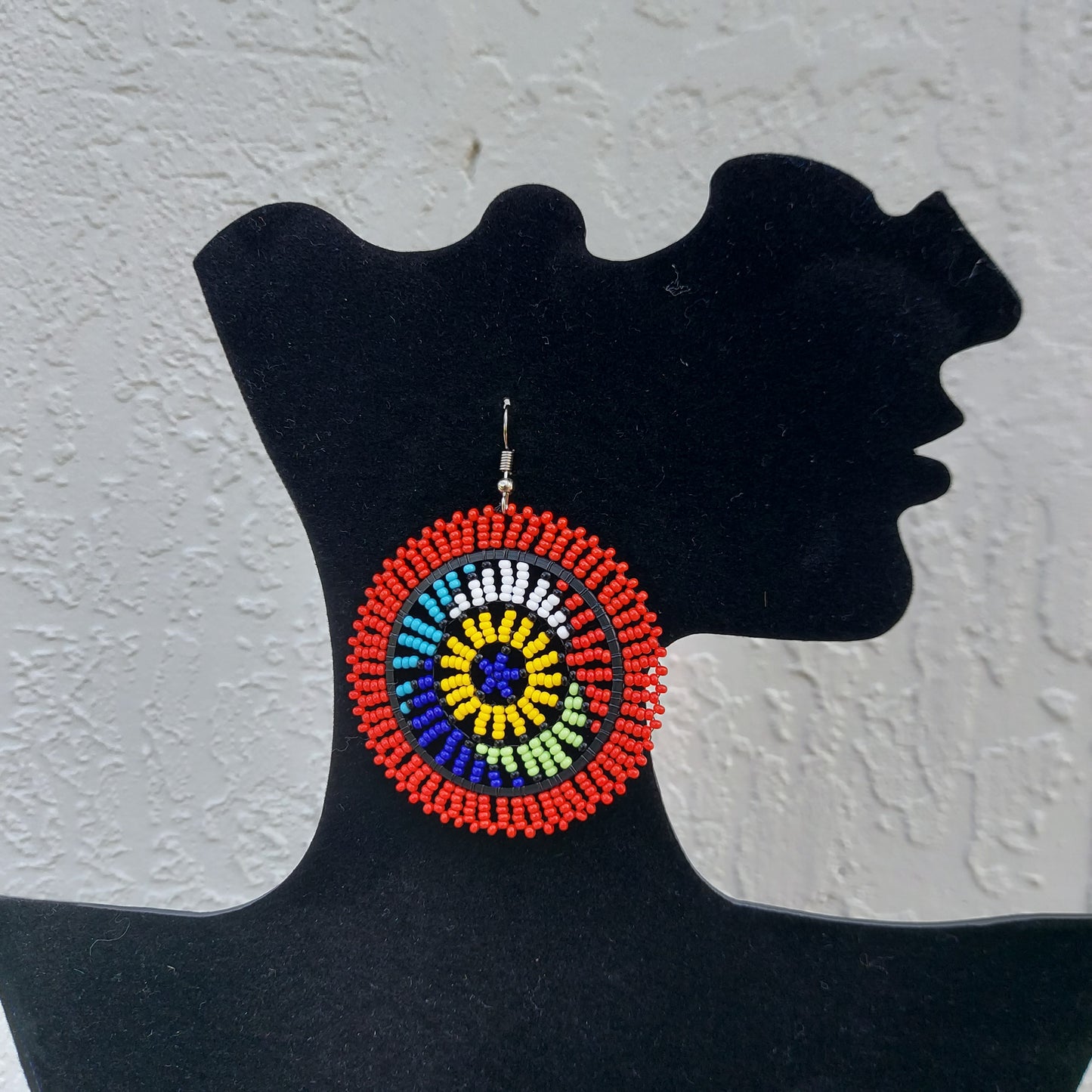 Red Beaded Zulu Earrings