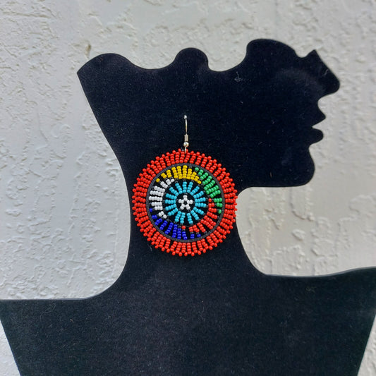 Red Beaded Zulu Earrings