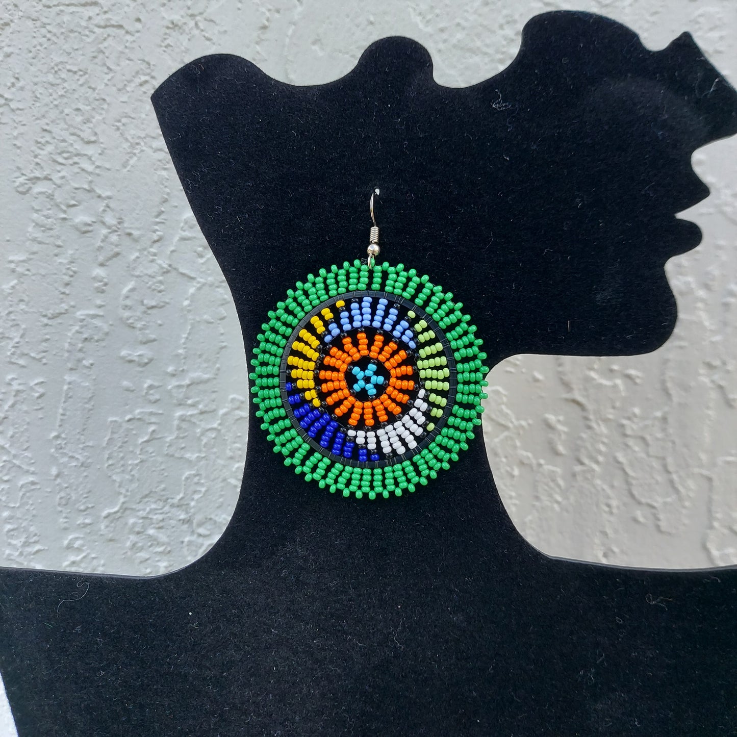 Green Beaded Zulu Earrings