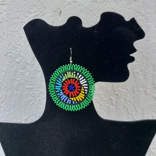 Green Beaded Zulu Earrings
