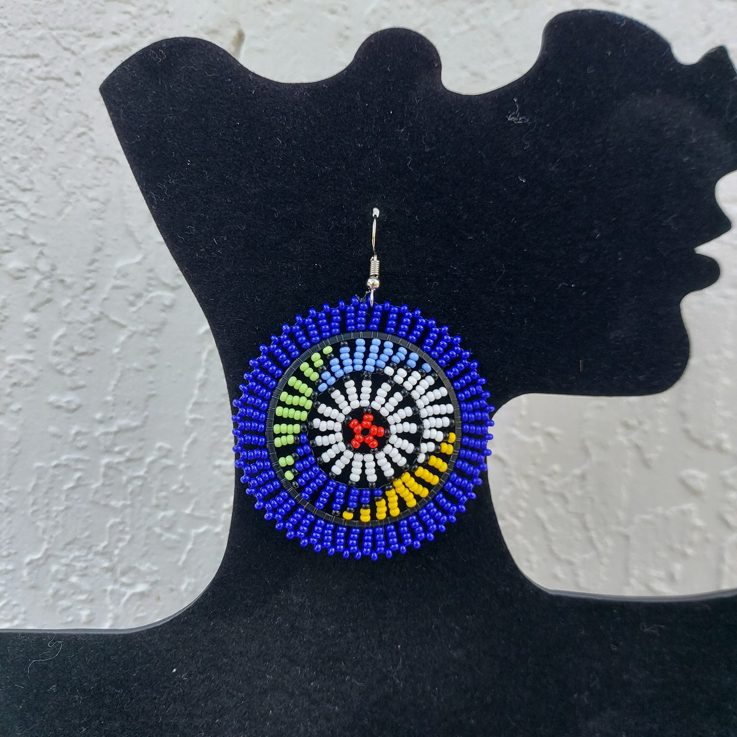 Blue Beaded Zulu Earrings