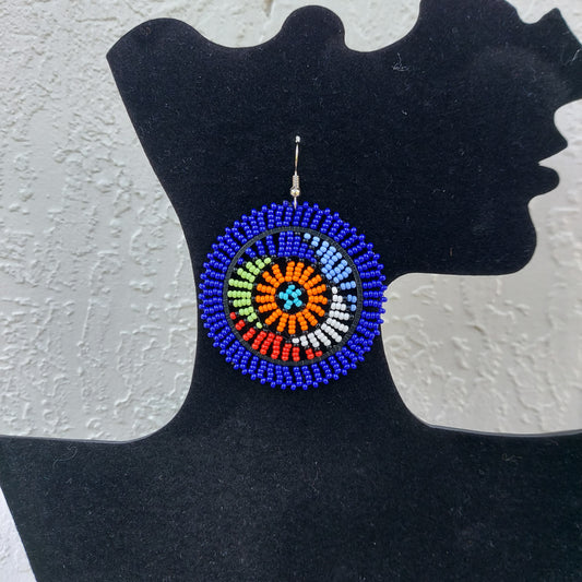 Blue Beaded Zulu Earrings