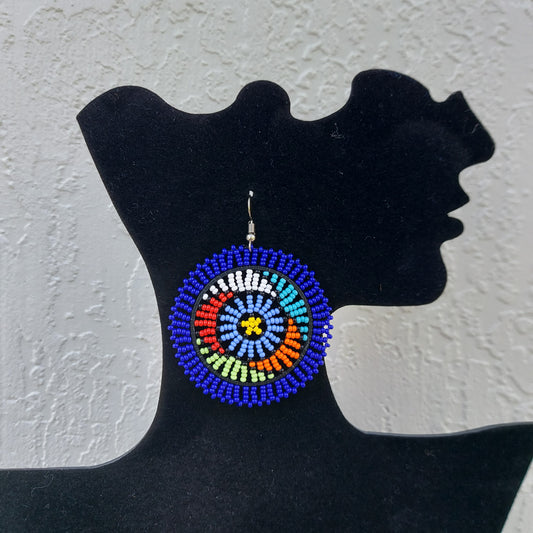 Blue Beaded Zulu Earrings