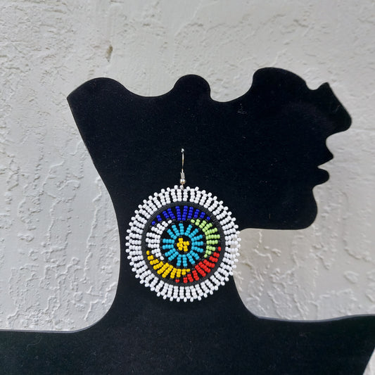 White Beaded Zulu Earrings