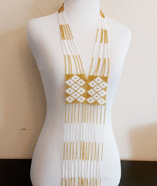 Gold and White Zulu Unisex Necklace