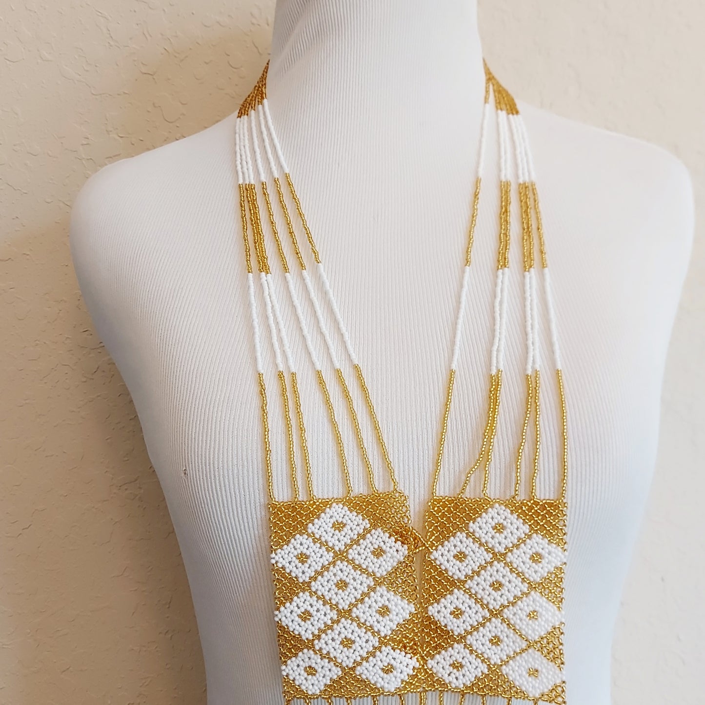 Gold and White Zulu Unisex Necklace