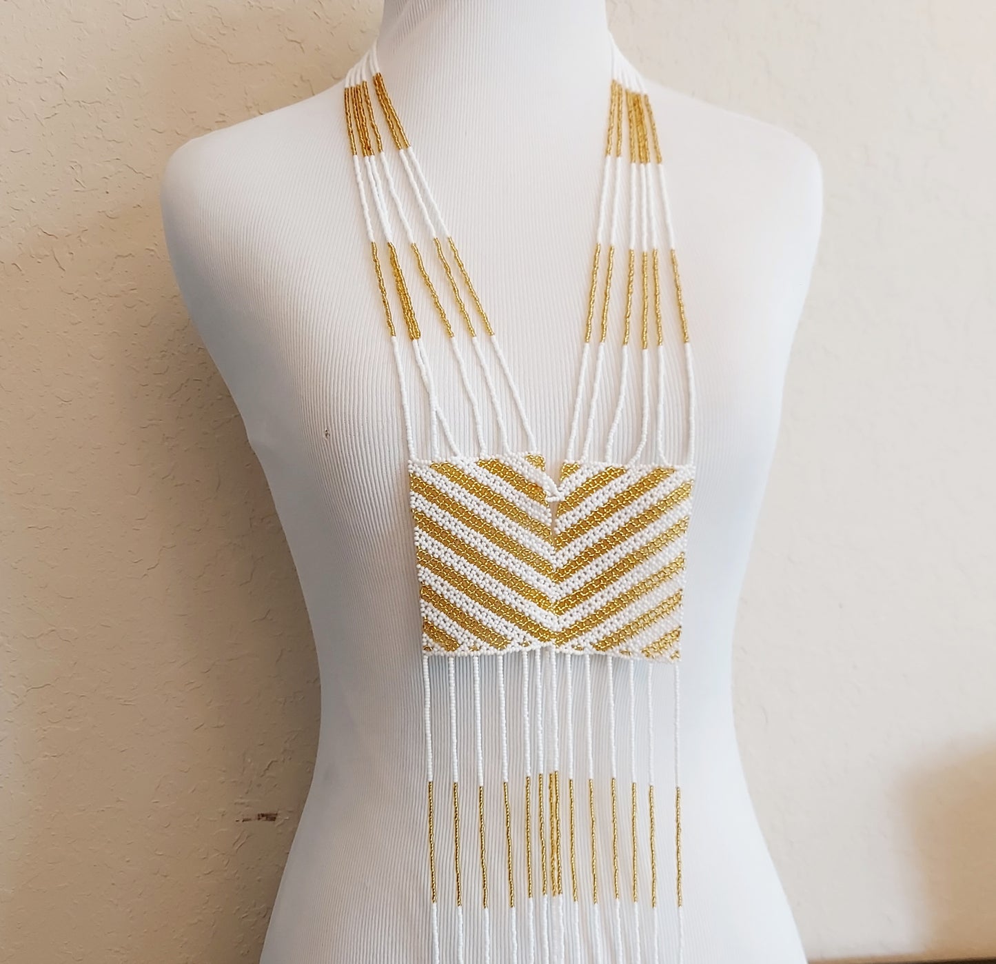 Gold and White Zulu Unisex Necklace