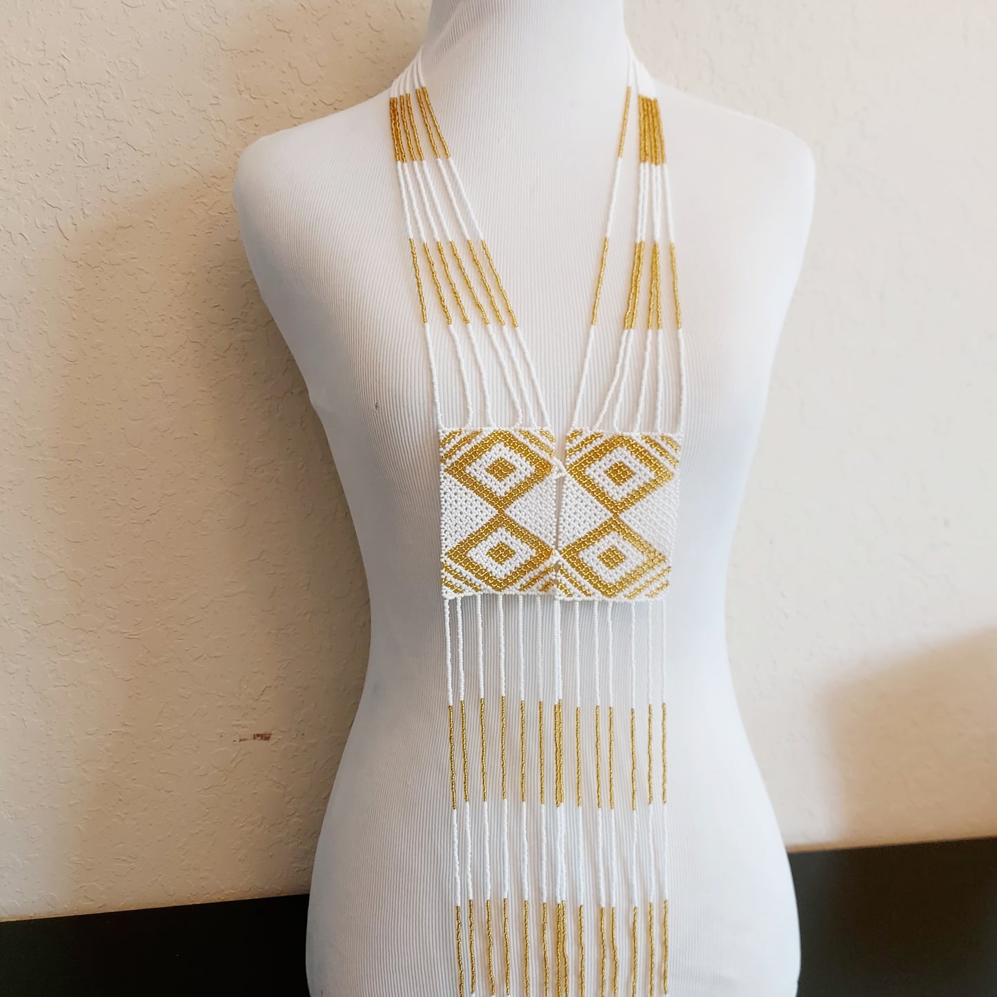 Gold and White Zulu Unisex Necklace