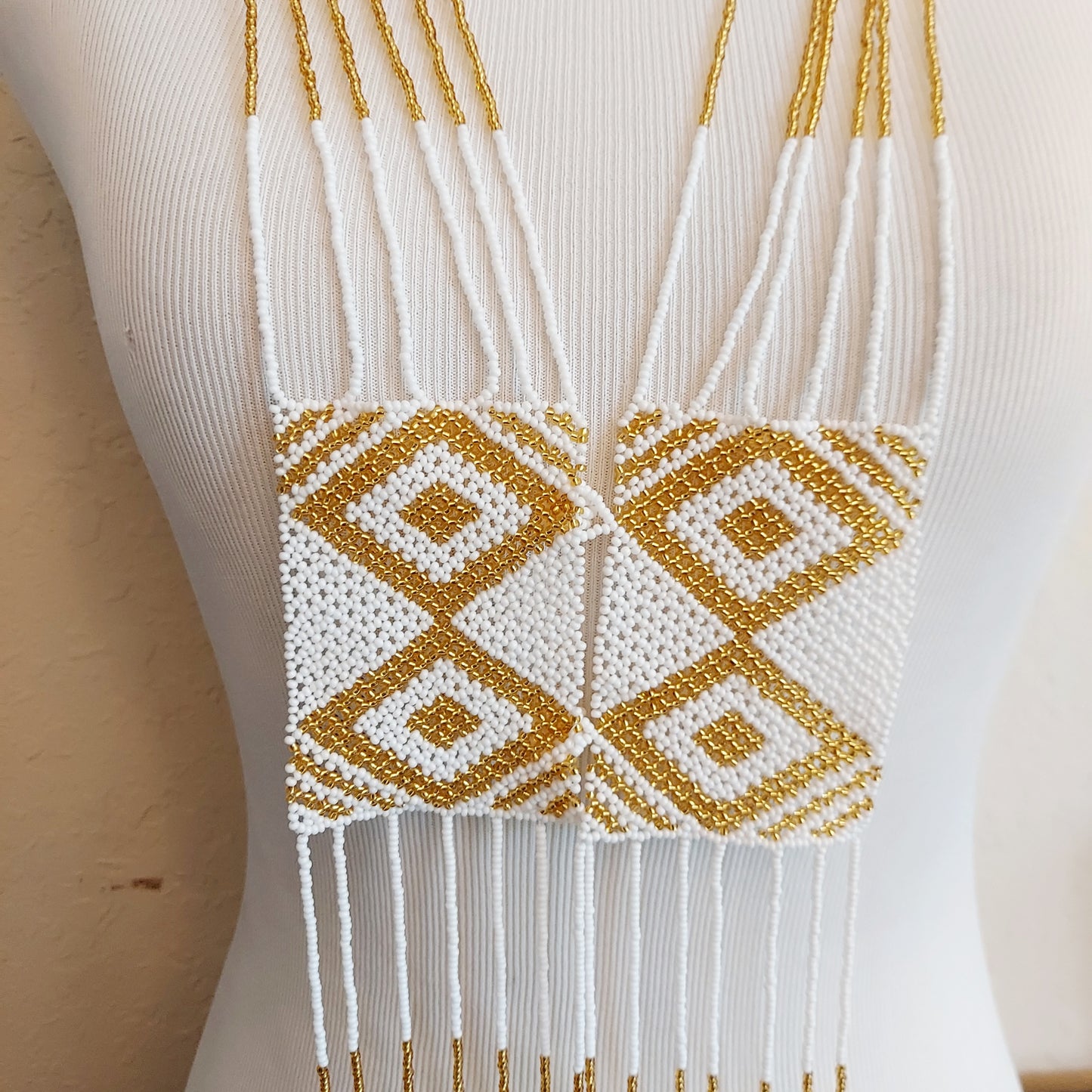 Gold and White Zulu Unisex Necklace