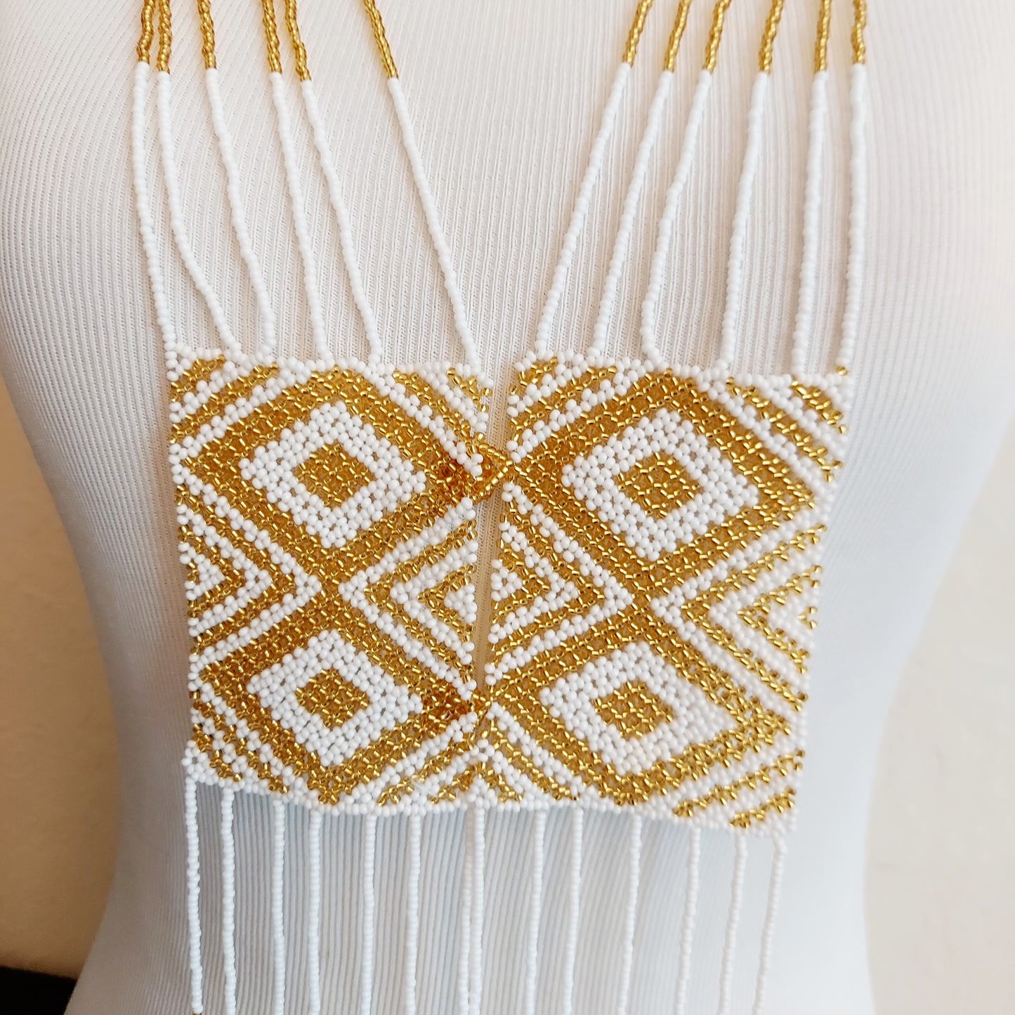 Gold and White Zulu Unisex Necklace